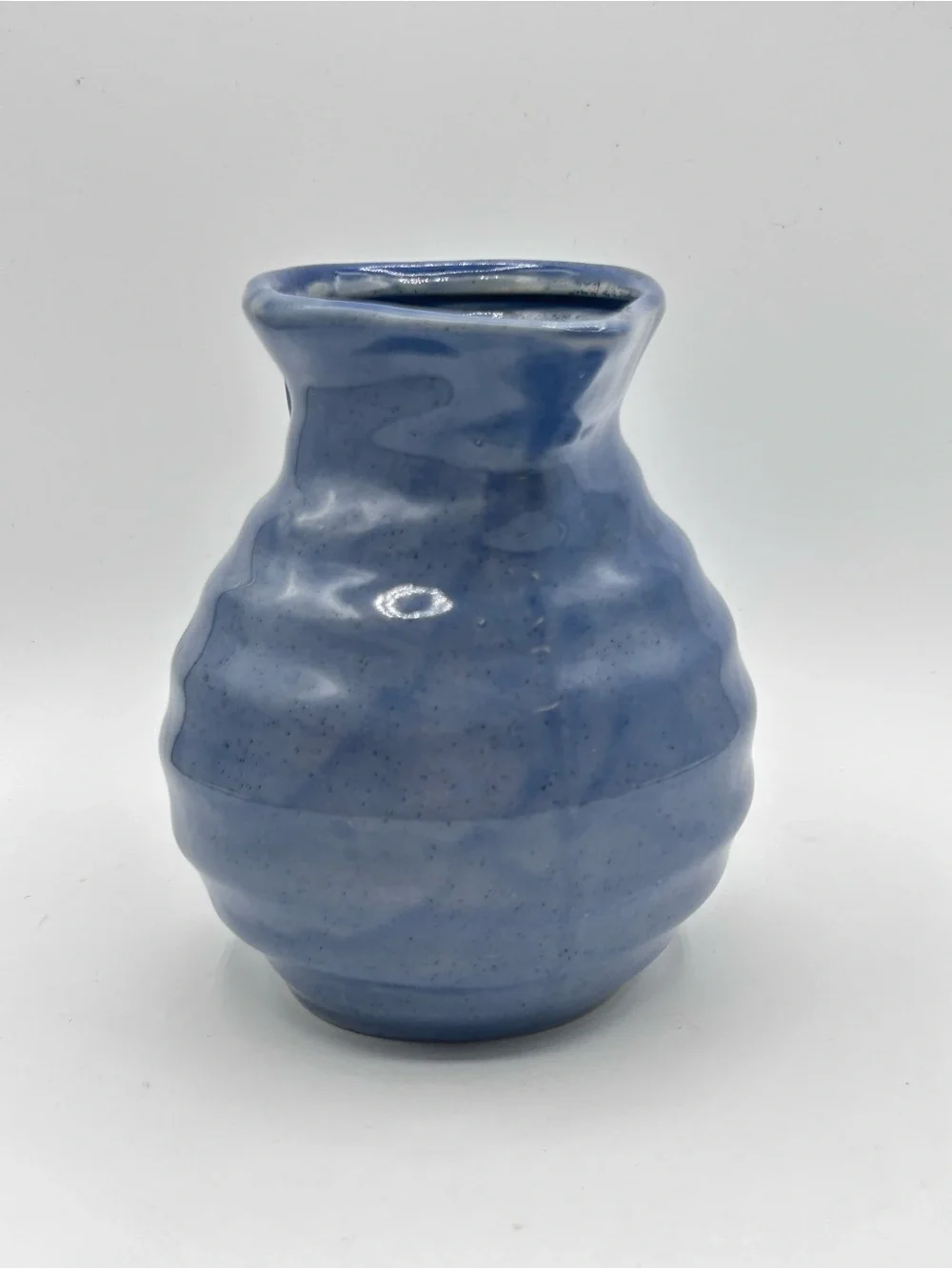 Nantucket Blue Ribbed Beehive Pitcher Medium Sized 6.5”